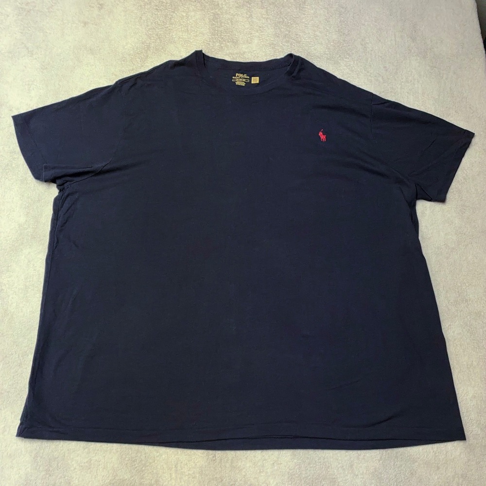 Polo Ralph Lauren T-Shirt Navy Blue Red Pony Logo Embroidered Basic Mens 4XB